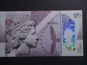 AZORES ISLANDS- COLLECTIBLES  5 POUNDS UNCIRCULATED POLYMAR NOTE-VERY FINE