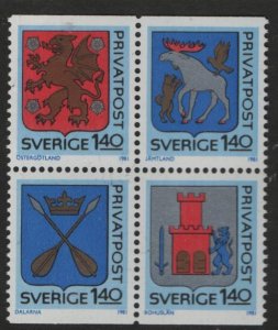 SWEDEN,  1356-1359, MNH  BLOCK OF 4