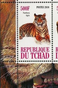Africa Tiger Panthera Wild Animal Fauna Souvenir Sheet of 4 Stamps Mint NH