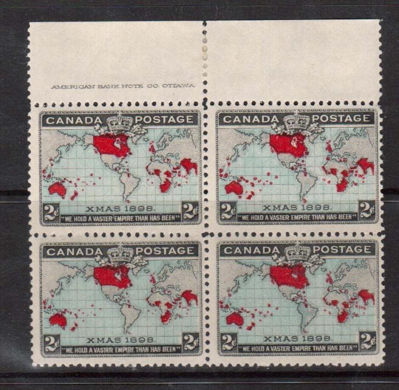 Canada #86 Mint Imprint Block Of Four
