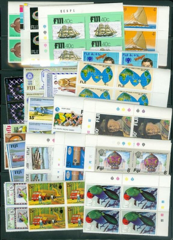 EDW1949SELL : FIJI VF, Mint NH collection of Blocks of 4. ALL CPLT sets Cat $294