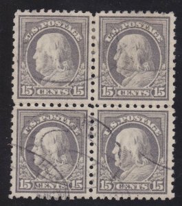 US 437 15c Franklin Used Block of 4 VF-XF SCV $70