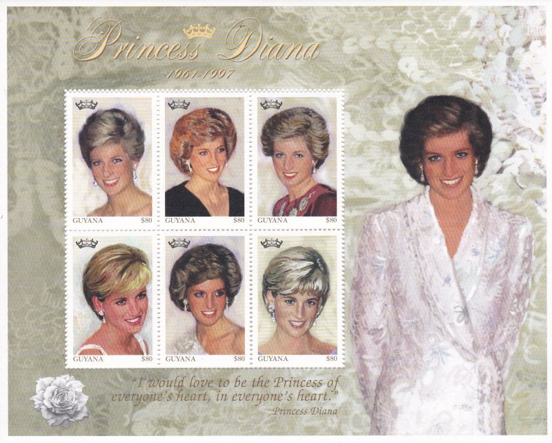 Guyana # 3234, Diana - Princess of Wales, Sheet, Mint NH, 1/2 Cat.