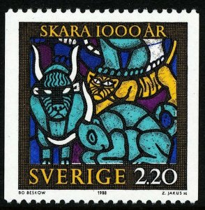 Sweden 1988  Noah's Ark from the Creation window in Skara Cathedral. MNH