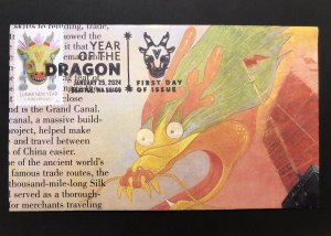 2024 Year Of The Dragon FDC Hand Crafted Folded Cachet China Grand Canal Story