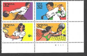 US Plate Block #2961-65, Sports, MNH*-