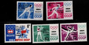 Russia Scott 2843-2847 MNH** Winter Olympic games set