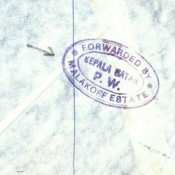 Malaya PENANG FORWARDING AGENT Cover 1971 Malakoff Estate Violet FAC SUGAR MC71