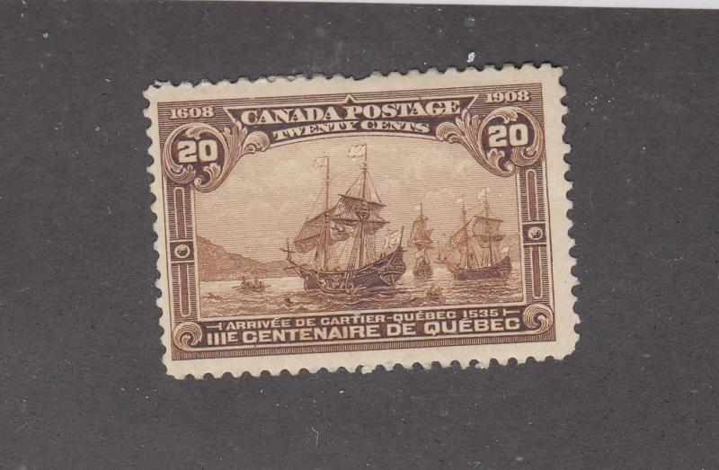 CANADA # 107 VF-MH 20cts QUEBEC TERCENTENARY (Creased) CAT VALUE $400