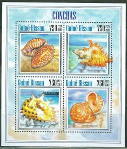 GUINEA BISSAU 2014 SEA SHELLS SHEET OF FOUR STAMPS