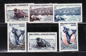 French Southern & Antarctic Territory Sc 2-7 MNH  of 1956 - Arctic ANIMALS BIRDS