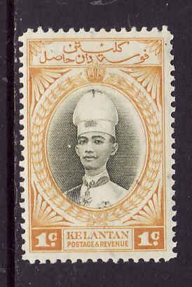 Malaya Kelantan-Sc #29-unused hinged-1c yellow & olive green-1937-40-