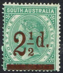 SOUTH AUSTRALIA 1891 QV 21/2D ON 4D MNH ** PERF 15