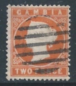 Gambia #14a Used 2p Queen Victoria - Wmk. 2 Sdwys. - Orange