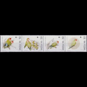 ANGOLA 1992 - Scott# 840a Parrots-Lovebirds Set of 4 NH