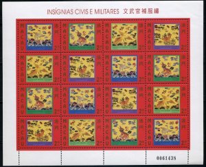 Macao 834-837a sheet,MNH.Mi 873-876. Civil & military elements,1995.Birds,tiger.