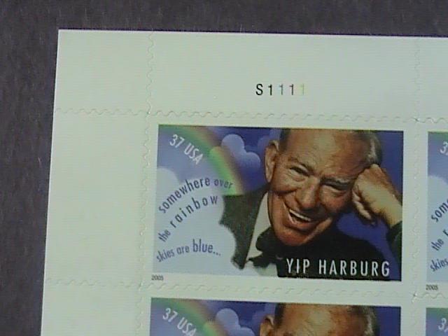 U.S.# 3905(-MINT/NEVER HINGED UL PLATE# BLOCK OF 4---EDGAR (YIP) HARBURG---2005