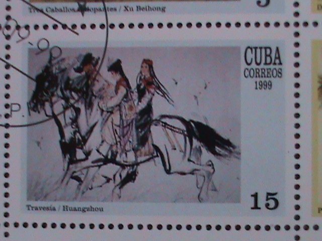 CUBA-1999 SC# 4029a FAMOUS PAINTINGS-WORLD STAMP SHOW-BEIJING-CTO SHEET VF