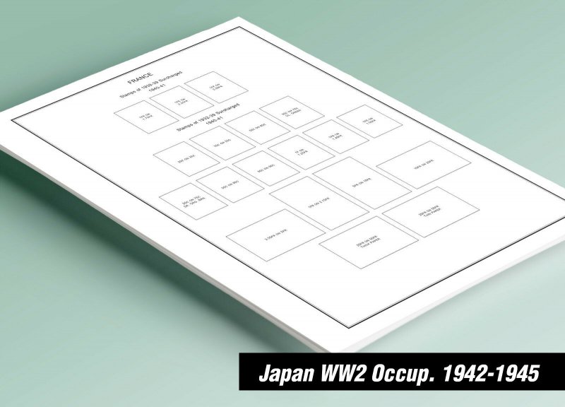 PRINTED JAPAN WW2 [S.E. ASIA OCCUPATIONS] 1942-1945 STAMP ALBUM PAGES (43 pages)