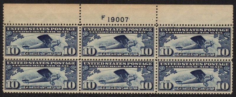 Cottonfield Stamps: C10 Top Plate Block Mint, og, Never Hinged Free shipping
