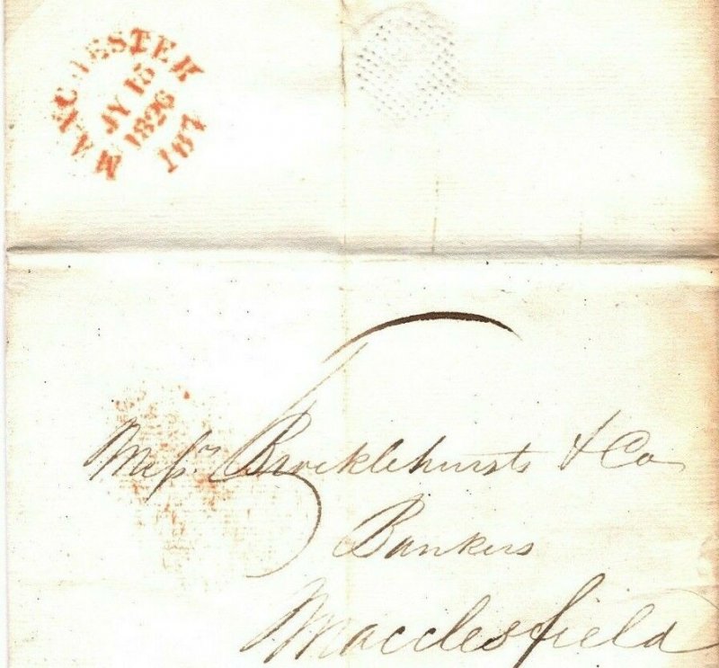 GB Cheshire HISTORIC LETTER *MACCLESFIELD CANAL* EL Manchester 1826 54.3