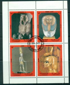 Sharjah 1972 Mi#1234-1237 Ancient Egyptian Burial Objects sheetlet CTO