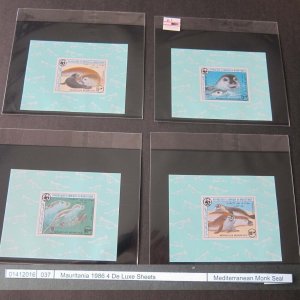 Mauritania 1986 Sc 597-600 Imperf. 4 De Luxi Sheets WWF set MNH