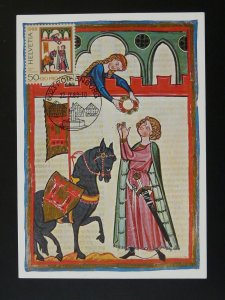 medieval history horse Pro Patria maximum card Switzerland 1988