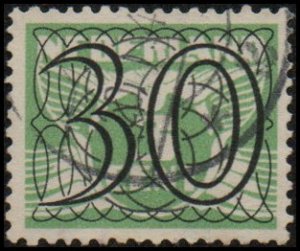 Netherlands 235 - Used - 30c on 3c Seagull, Black Ovpt (1940) (cv $0.55)