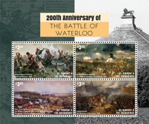 St. Vincent 2015 - Battle of Waterloo 200th Anniversary - Sheet of 4 Stamp - MNH