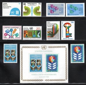 United Nations, NY #316-24, 341-42 ~ Mint, NH  (1980)