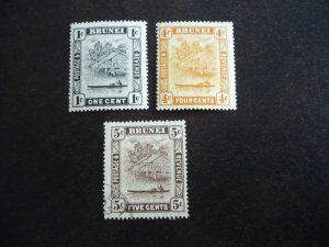 Stamps - Brunei - Scott# 43,48,51 - Mint Hinged & Used Part Set of 3 Stamps