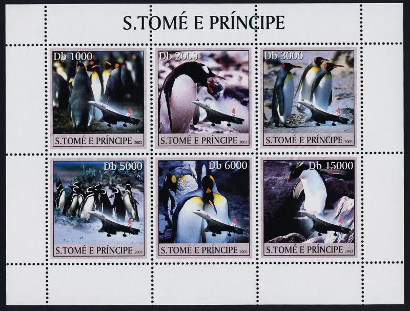 St Thomas & Principe 1483 MNH Penguins, Concorde Aircraft