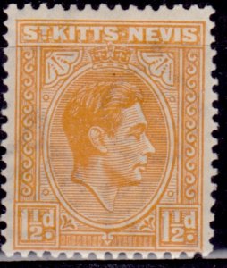 St. Kitts-Nevis, 1938, KGVI, 1 1/2p, sc#81, MLH