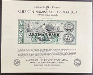 ABNC 1981 Souvenir Card SO18 $10 Artisan Bank of Trenton, New Jersey