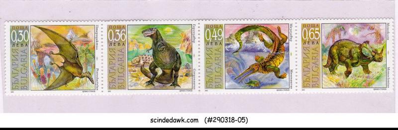 BULGARIA - 2003 PREHISTORIC REPTILES - DINOSAURS SE-TENANT 4V MNH