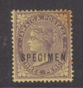 JAMAICA, 1910 QV, Mult. CA, 3d. Purple on Yellow, SPECIMEN, lhm.