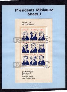 SP748 Presidents of USA, Souvenir Page FDC (#2216)