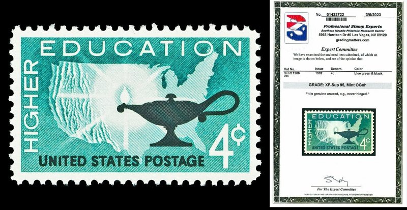Scott 1206 1962 4c Higher Education Issue Mint Graded XF-Sup 95 NH with PSE CERT