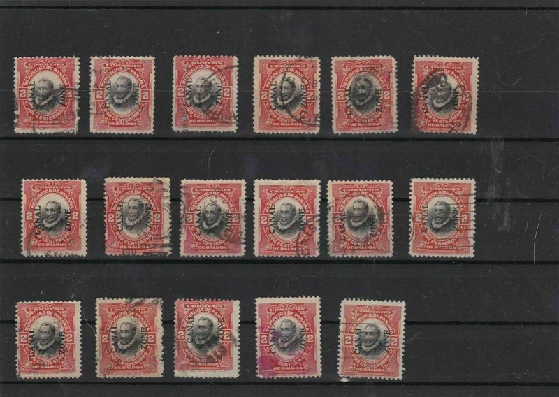 canal zone 1912-16 overprint stamps   ref 10789