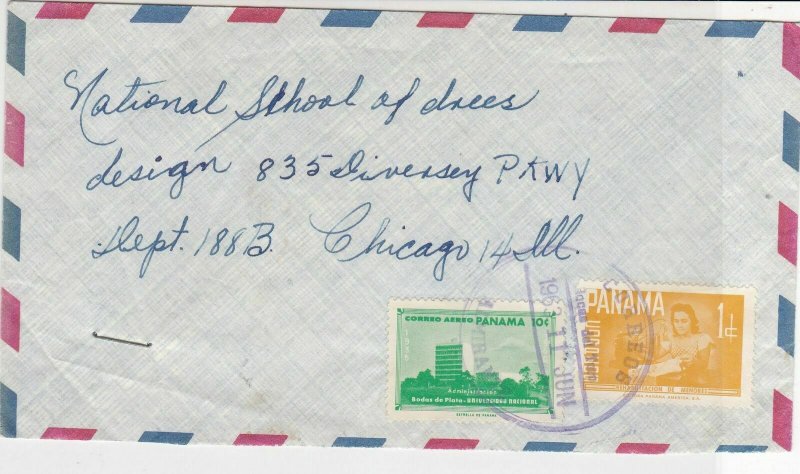 Panama 1963 to Chicago USA Correos AlmiranteCancel Airmail Stamps Cover Ref25315