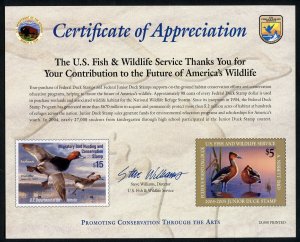 UNITED STATES  2005 DUCK APPRECIATION SOUVENIR CARD MINT NH