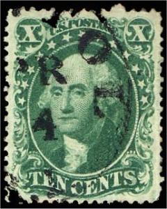 #32 Washington, 10¢ Green, Used, PSE Certificate Graded 85 VF to XF