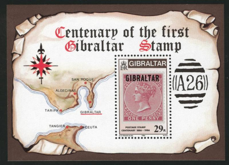 Gibraltar Scott 490 MNH**  1986 stamp on stamp sheet