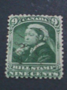 ​CANADA 1888- REVENUE  134 YEARS OLD- QUEENS VICTORIA-BILL STAMP USED-VF-
