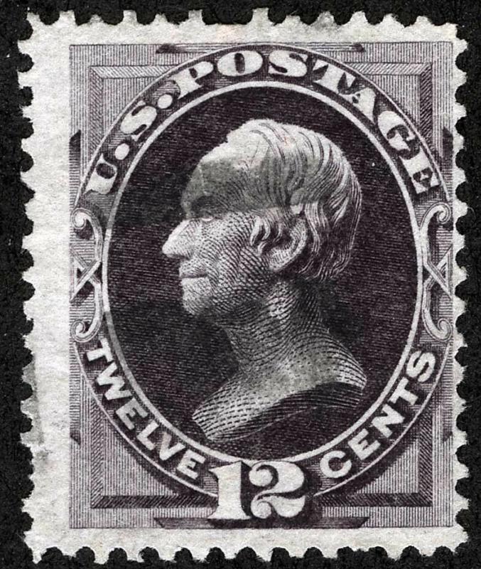 US Sc 151 Dull Violet 12¢ Blk Cork Cancel *MPLots