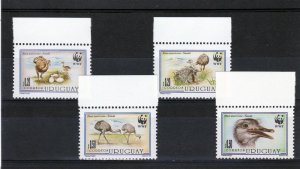 Uruguay 1993 WWF  Rhea Americana set (4) perforated MNH Sc #1509/1512