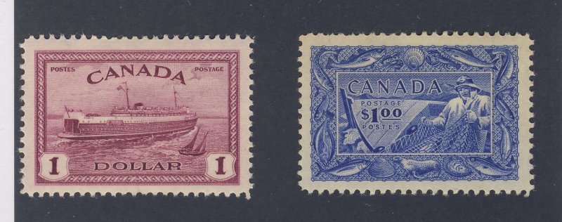 2x Canada $1.00 Mint Stamps; #273 Train Ferry & #302-Fish Guide Value = $105.00