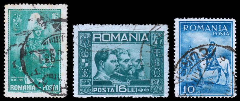 Romania Scott 395, 403, 416 (1931-32) Used H F, CV $5.35 B