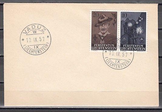 Liechtenstein, Scott cat. 315-316. Scout Baden Powell issue. First day cover.